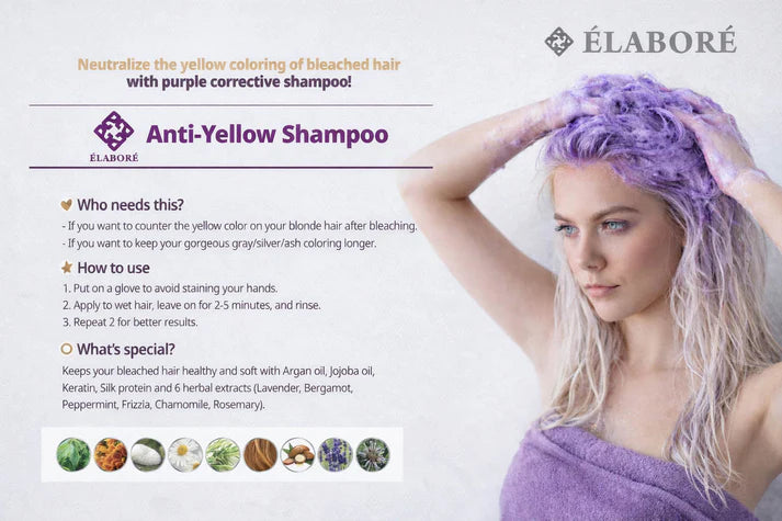 Elabore Purple Toning Shampoo Anti-Yellow Shampoo-300ml
