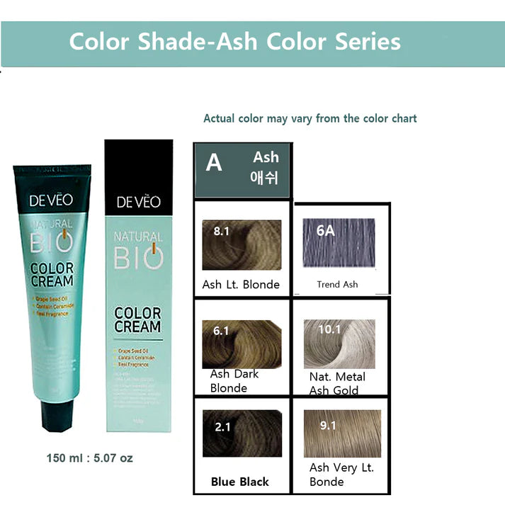 DEVEO Natural Bio Hair Color Cream – Ash Series – 150ml (3PCS)