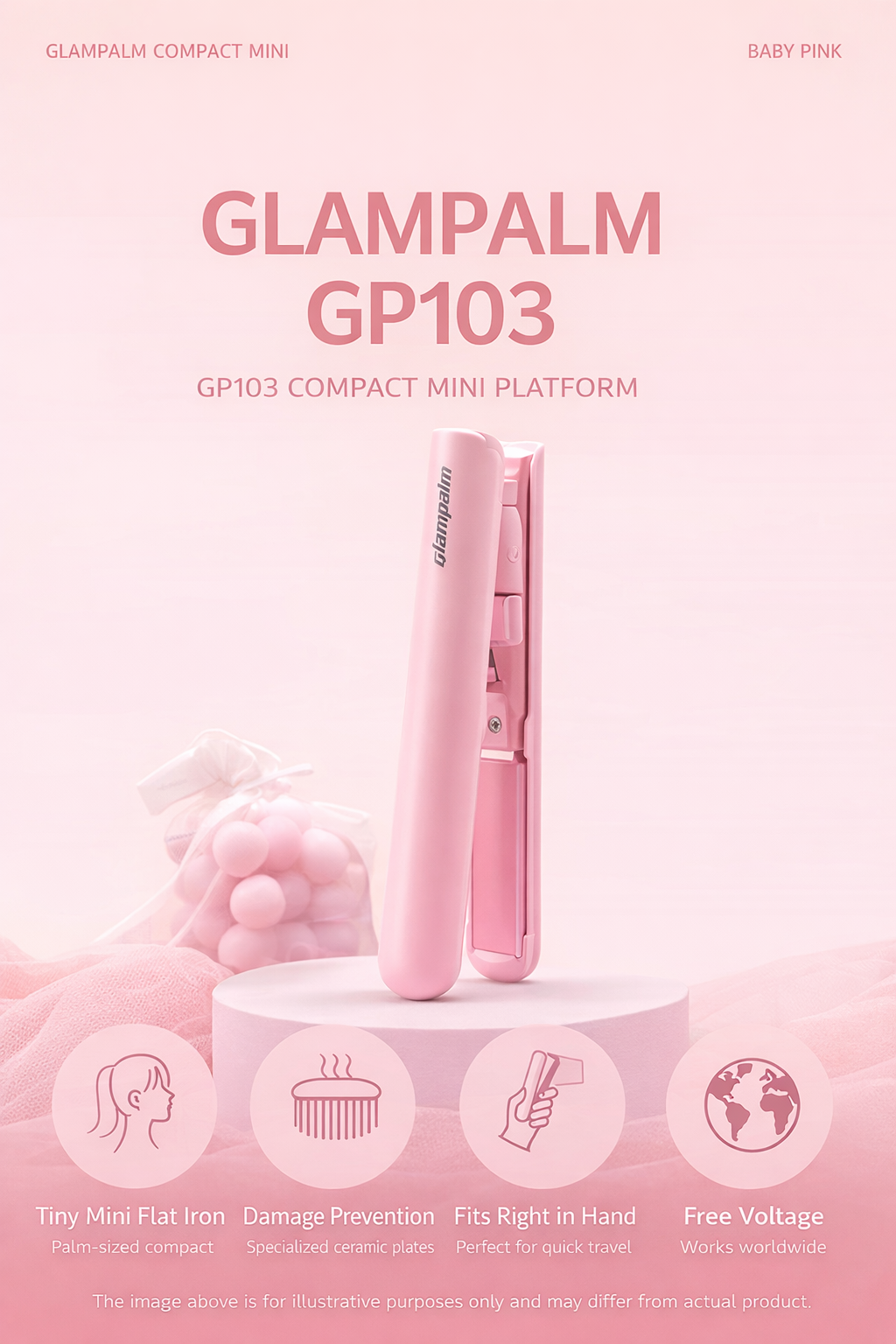 GLAM PALM MINI SIZE FLAT IRON GP 103