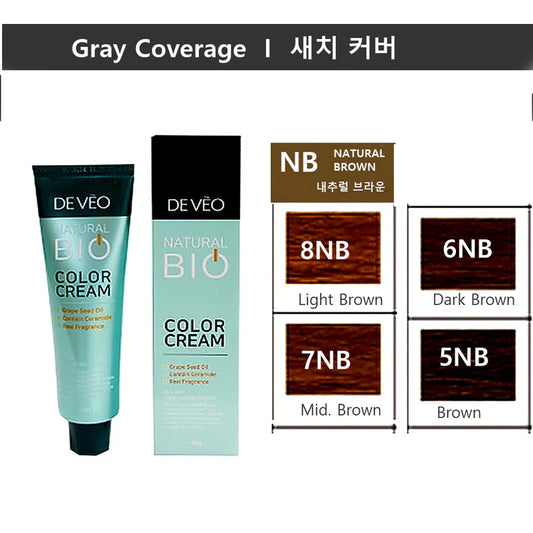 DEVEO Natural Bio Natural Brown Hair Color Cream | Professional Gray Coverage (3PCS)