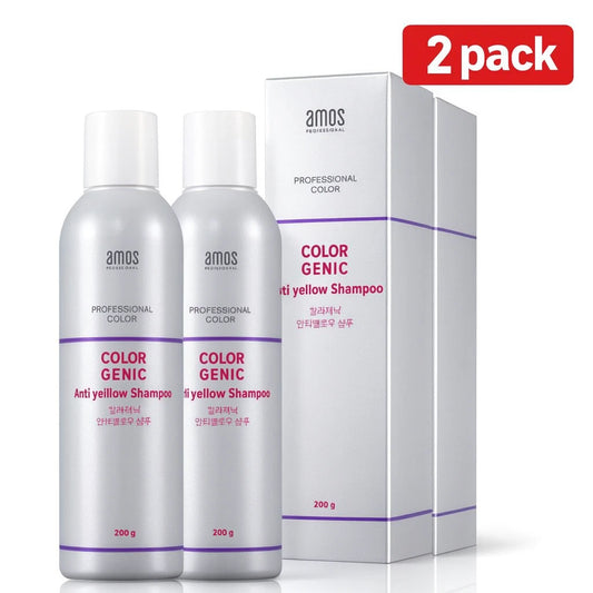 AMOS Color Genic Anti Yellow Shampoo 200ML / 6.8 FL. OZ- 2 PACK