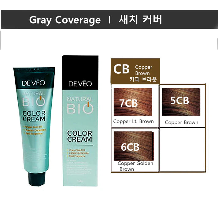 DEVEO Natural Bio Copper Brown Hair Color Cream – 150ml | Professional Gray Coverage (3PCS)