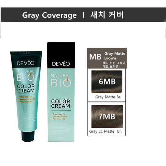 DEVEO Natural Bio Gray Matte Brown Hair Color Cream-150ml | Professional Gray Coverage (3PCS)