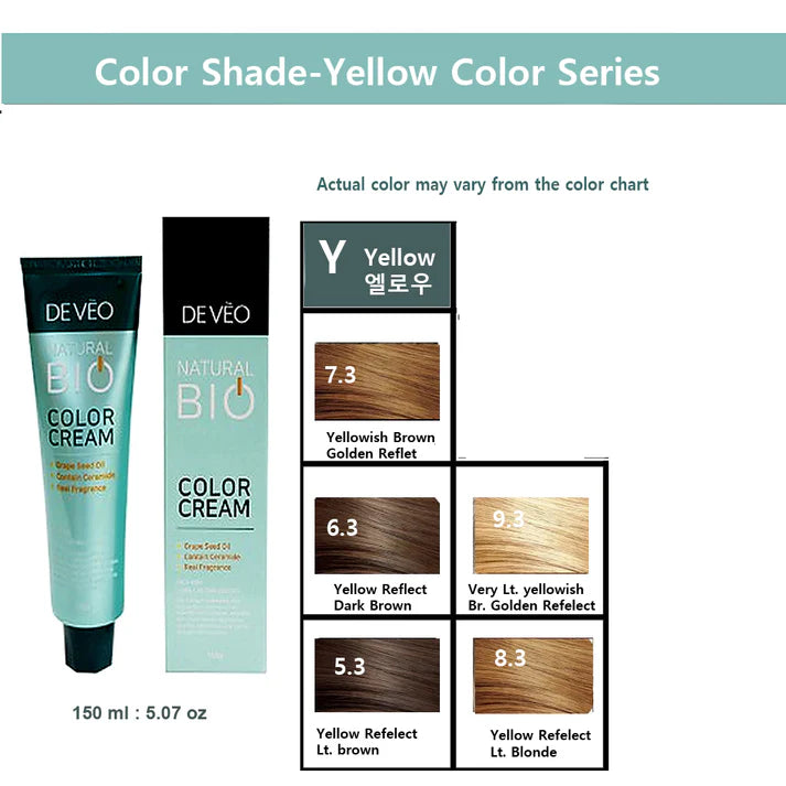 DEVEO Natural Bio Hair Color Cream – Yellow Series – 150ml (3PCS)